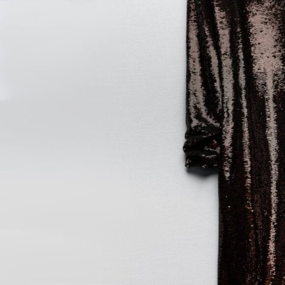 NWT Zara brown sequin long sleeve knit midi holiday dress, S - Picture 11 of 16